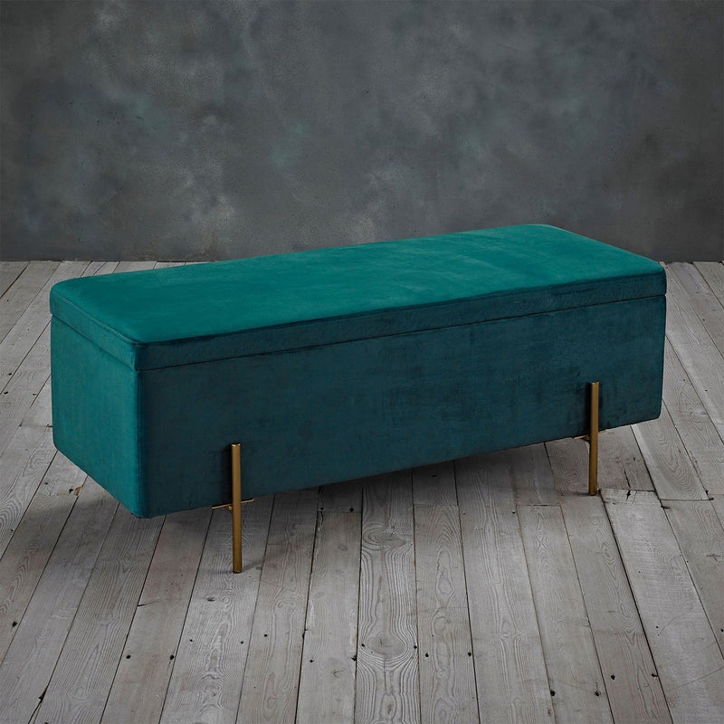 Lola Velvet Storage Ottoman Bench