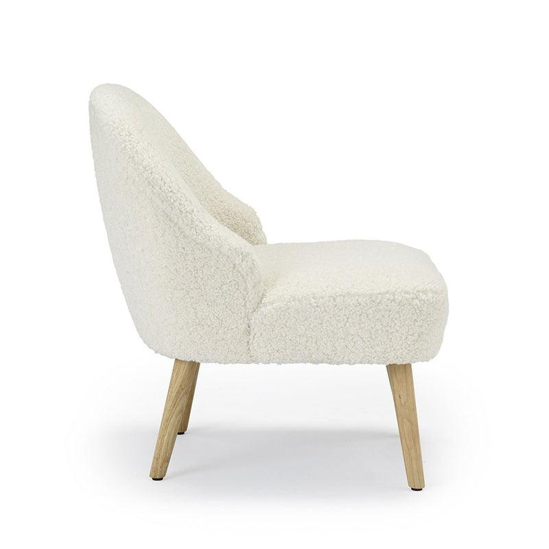 Ted Wooden Legs Fabric White Accent Chair