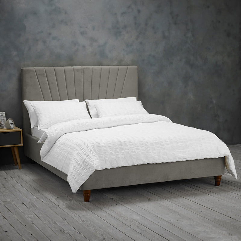 Lexie Wooden Effect Legs Velvet King Size Bed