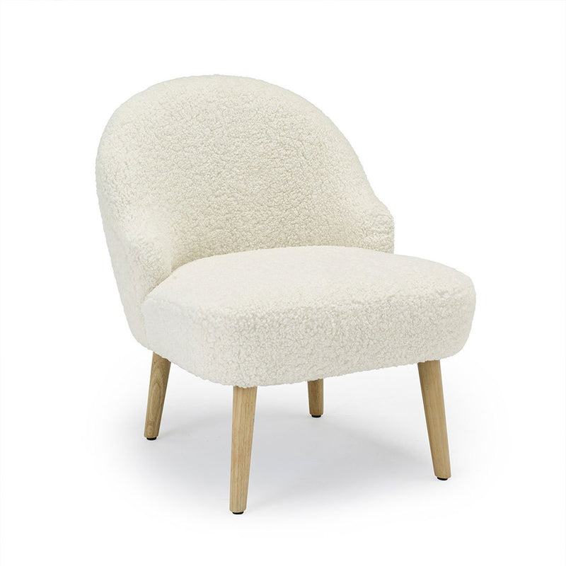 Ted Wooden Legs Fabric White Accent Chair