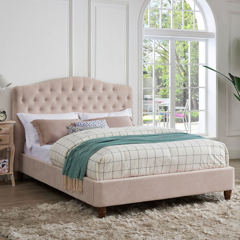 Sorrento Upholstered Pink Velvet Double Bed