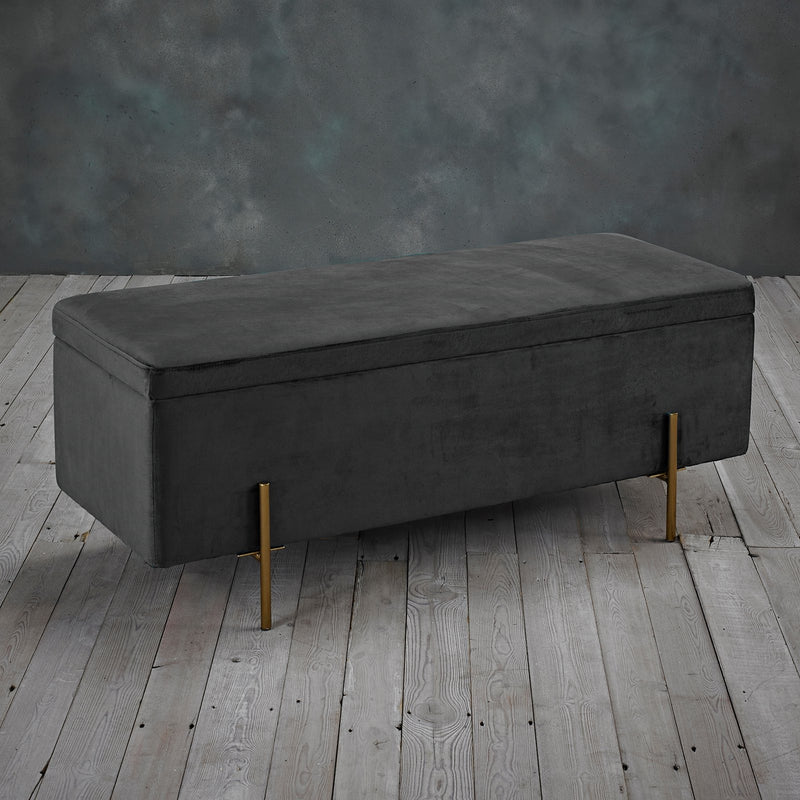 Lola Velvet Storage Ottoman Bench