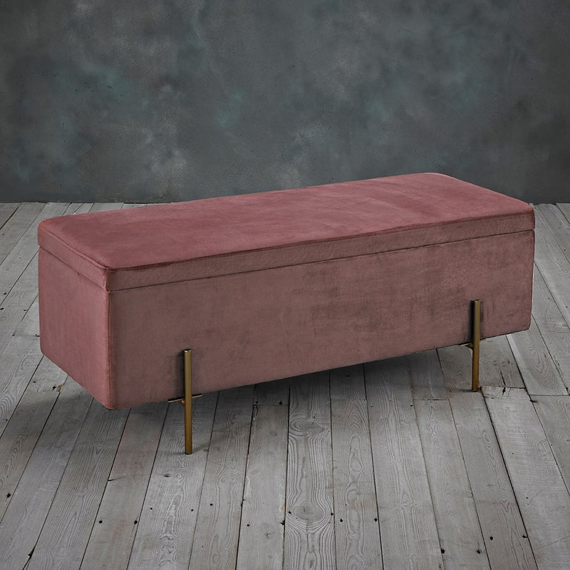 Lola Velvet Storage Ottoman Bench