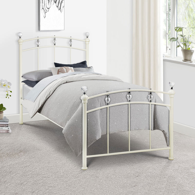 Sophie Stone White Metal Bed Frame