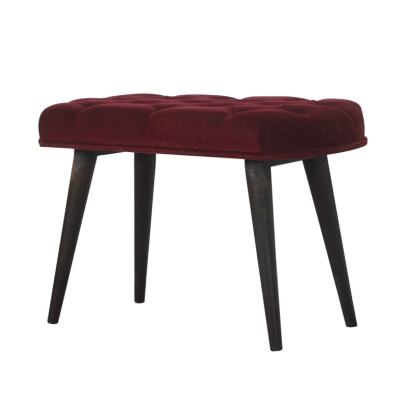 Seconique Wine Red Velvet Hallway Bench