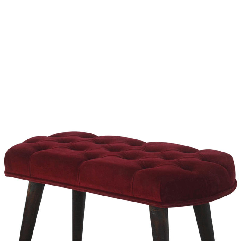 Seconique Wine Red Velvet Hallway Bench