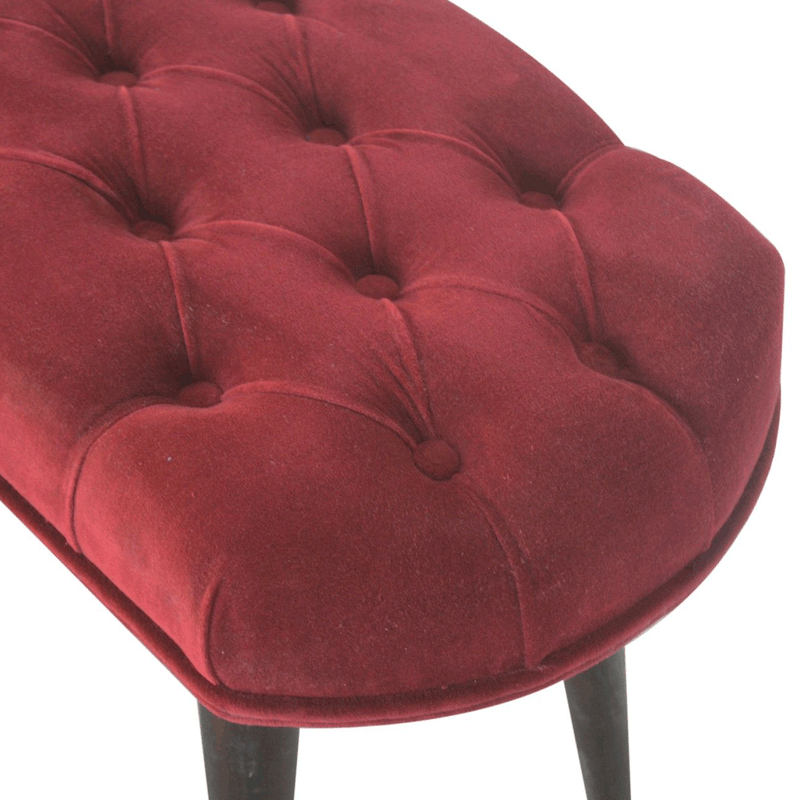 Seconique Wine Red Velvet Hallway Bench