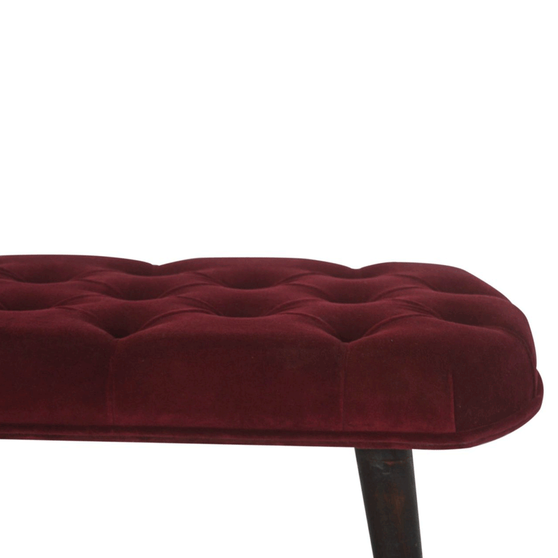 Seconique Wine Red Velvet Hallway Bench