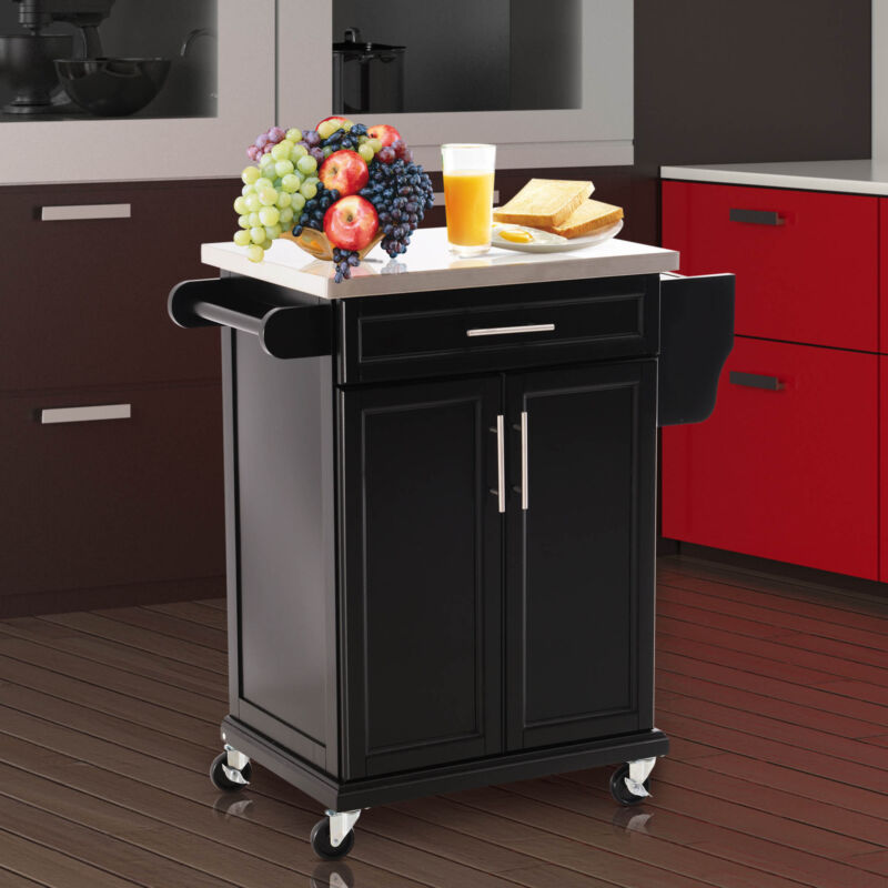 Kitchen Cart Storage Trolley In Black