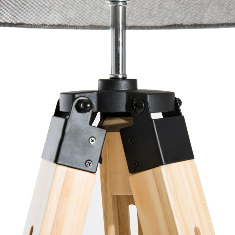 Classic Wooden Tripod Adjustable Floor Lamp