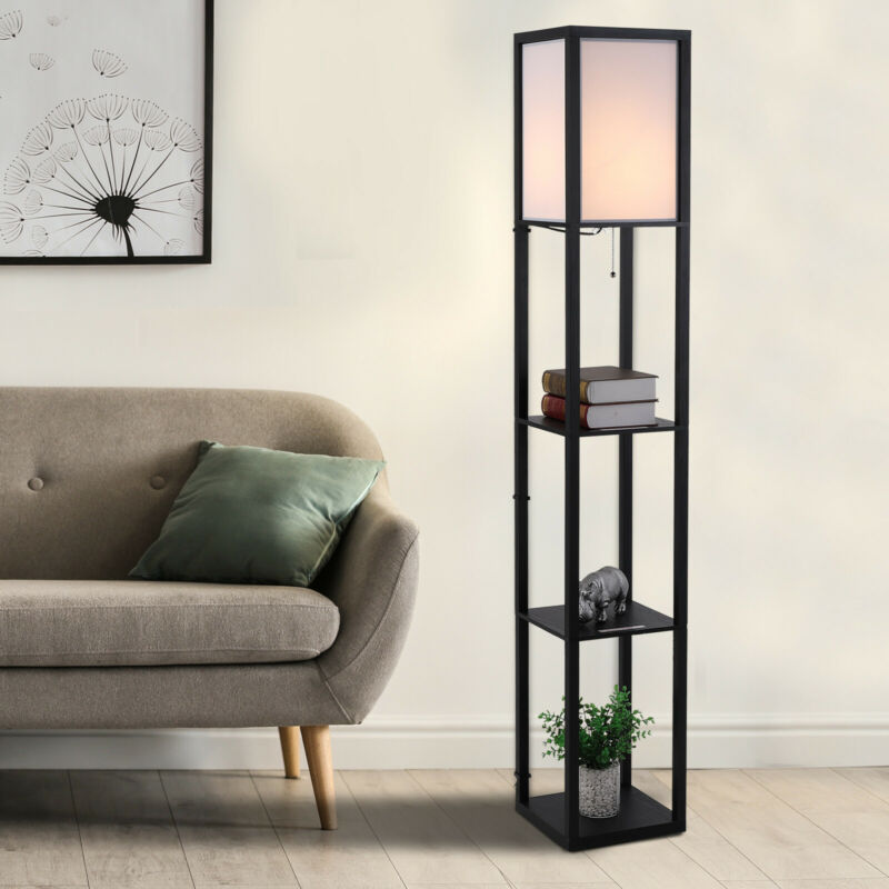 Modern 4-Tier Open Shelf Floor Lamp