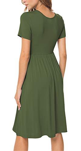 DB MOON Women's Deep V Neck Short Sleeve Casual Wrap Dress with Pockets(Dark Green, 3XL)