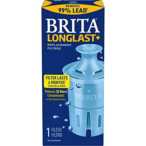 Brita Longlast+ Water Filter, Longlast+ Replacement Filters for Pitcher and Dispensers, Reduces Lead, BPA Free, 1 Count (Package May Vary)