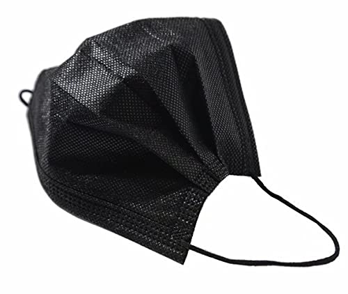 Face Mask Black Disposable Breathable Dust Masks Mouth Cover with Elastic Ear Loop for Men & Women 50pcs