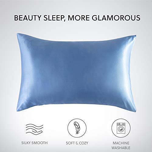 Bedsure Satin Pillowcases Standard Set of 2 - Navy Silk Pillow Cases for Hair and Skin 20x26 inches, Satin Pillow Covers 2 Pack with Envelope Closure