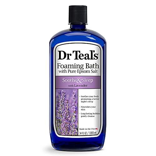 Dr Teal’s Foaming Bath with Pure Epsom Salt, Soothe & Sleep with Lavender, 34 fl oz