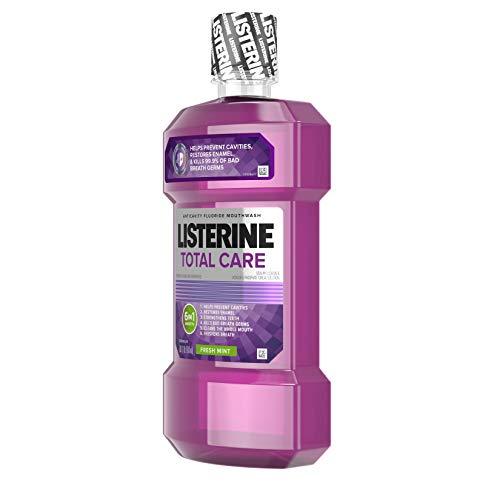 Listerine Total Care Anticavity Fluoride Mouthwash, 6 Benefit Mouthwash to Help Kill 99% of Germs that Cause Bad Breath, Prevent Cavities, Strengthen Enamel & More, Fresh Mint Flavor, 1 L