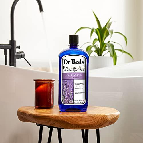 Dr Teal’s Foaming Bath with Pure Epsom Salt, Soothe & Sleep with Lavender, 34 fl oz