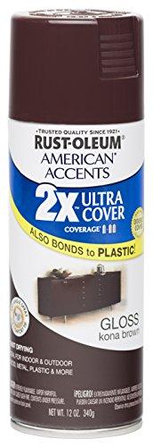 Rust Oleum 280697 American Accents Ultra Cover 2X Spray Paint, Gloss Kona Brown, 12-Ounce