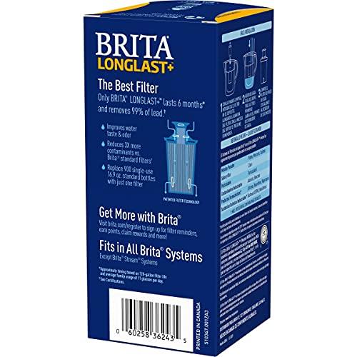 Brita Longlast+ Water Filter, Longlast+ Replacement Filters for Pitcher and Dispensers, Reduces Lead, BPA Free, 1 Count (Package May Vary)