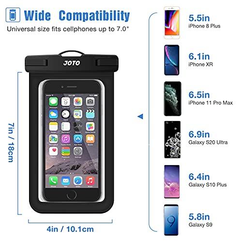 JOTO Universal Waterproof Pouch Cellphone Dry Bag Case for iPhone 11 Pro Max Xs Max XR X 8 7 6S Plus SE, Galaxy S20 Ultra S20+ S10 Plus S10e S9 Plus S8/Note 10+ 9, Pixel 4 XL up to 7" -White