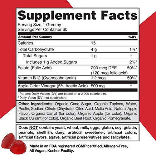 Apple Cider Vinegar Gummy Vitamins by Goli Nutrition - Immunity & Detox - (1 Pack, 60 Count, with The Mother, Gluten-Free, Vegan, Vitamin B9, B12, Beetroot, Pomegranate)