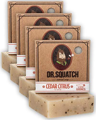 Dr. Squatch Men's Soap 4-Pack Bundle – Cedar Citrus Bar Soap for Men with Natural Scent – Skin Exfoliating and Body Nourishing – Handmade with Organic Oils in USA (4 Bar Set)