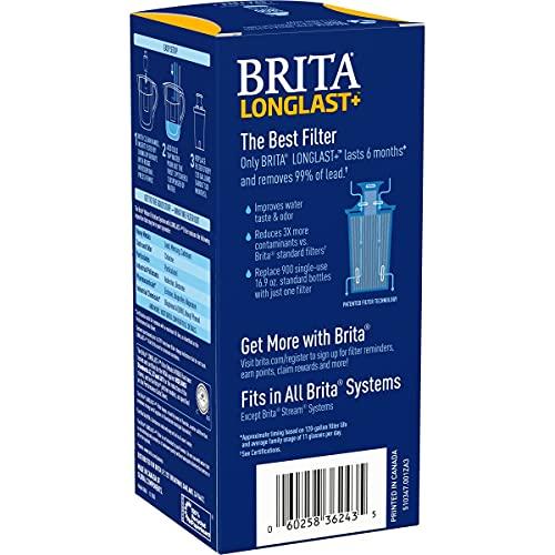 Brita Longlast+ Water Filter, Longlast+ Replacement Filters for Pitcher and Dispensers, Reduces Lead, BPA Free, 1 Count (Package May Vary)