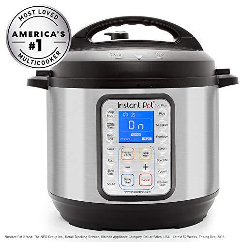 Instant Pot Duo Plus 9-in-1 Electric Pressure Cooker, Sterilizer, Slow Cooker, Rice Cooker, 6 Quart, 15 One-Touch Programs & Air Fryer Lid 6 in 1, Turn your Instant Pot into an Air Fryer, 6 Qt, 1500W