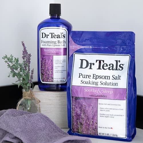 Dr Teal’s Foaming Bath with Pure Epsom Salt, Soothe & Sleep with Lavender, 34 fl oz