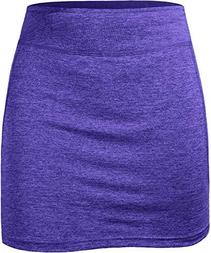 BLEVONH High Waisted Skirts for Women,Breathable Tight Tennis Skort Ladies Muffin Top Control Slim Fitting Summer Skirt Girl Fast Dry Outdoor Exercising Running Skorts with Athletic Shorts Purple M