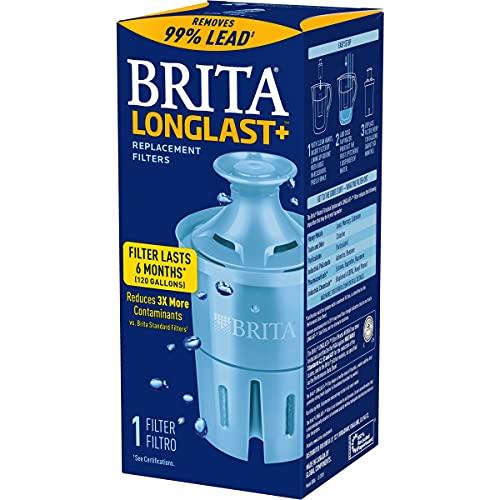 Brita Longlast+ Water Filter, Longlast+ Replacement Filters for Pitcher and Dispensers, Reduces Lead, BPA Free, 1 Count (Package May Vary)