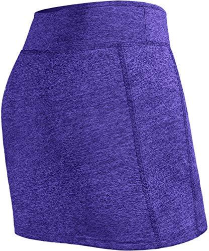 BLEVONH High Waisted Skirts for Women,Breathable Tight Tennis Skort Ladies Muffin Top Control Slim Fitting Summer Skirt Girl Fast Dry Outdoor Exercising Running Skorts with Athletic Shorts Purple M