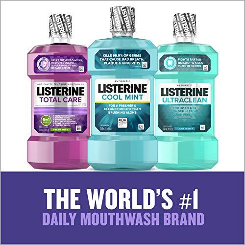 Listerine Total Care Anticavity Fluoride Mouthwash, 6 Benefit Mouthwash to Help Kill 99% of Germs that Cause Bad Breath, Prevent Cavities, Strengthen Enamel & More, Fresh Mint Flavor, 1 L