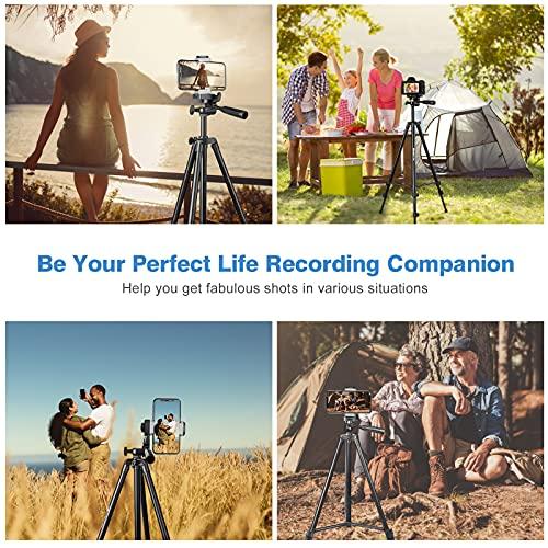 UBeesize 50” Phone Tripod Stand, Aluminum Lightweight Tripod for Camera and Phone, Cell Phone Tripod with Phone Holder and Carry Bag, Compatible with iPhone & Android