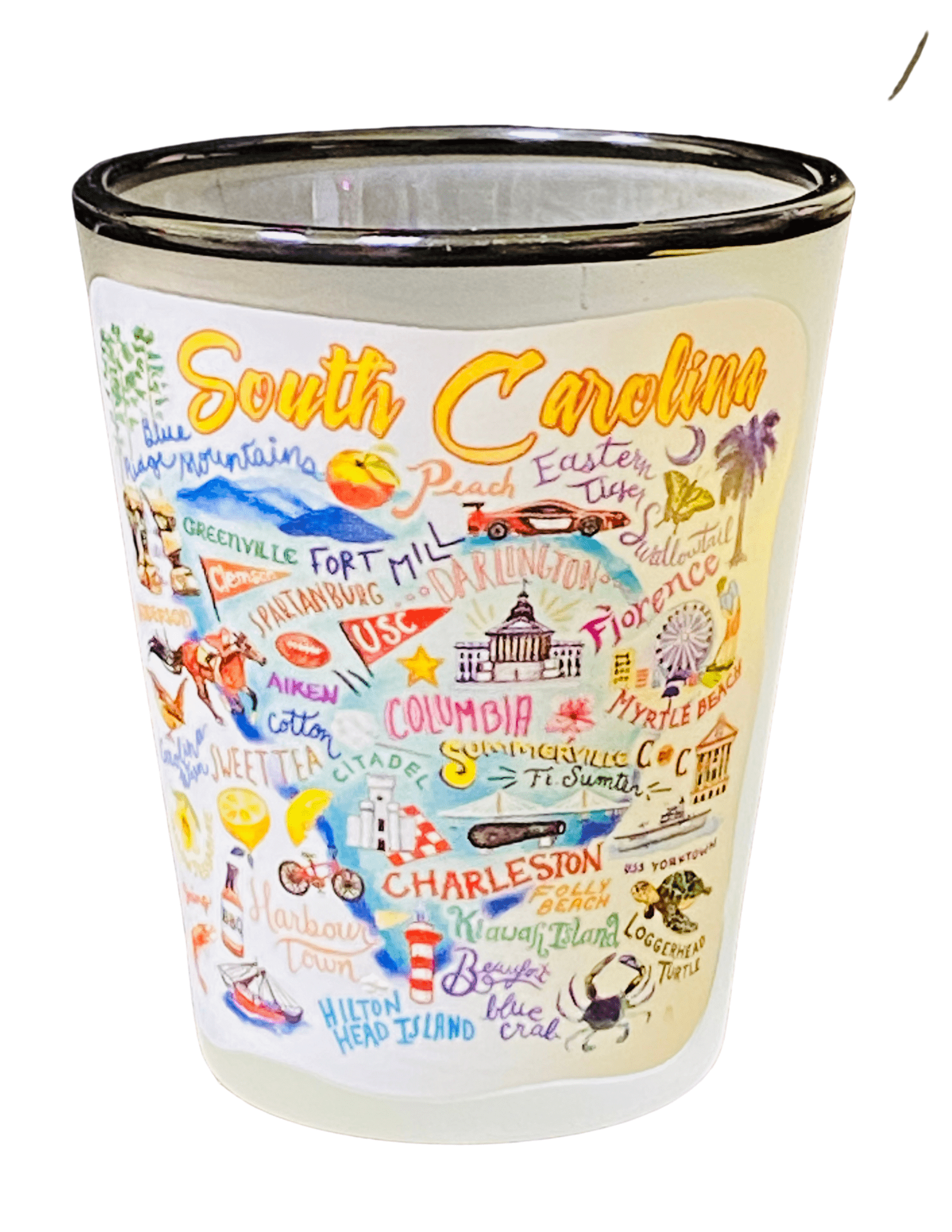 South Carolina Map Frosted Shot Glass